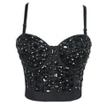Black SR Corset  CtopTop Steampunk Rhinestone Bustiers Sexy Women Clubwear Bra Bustiers Female Punk Goth Corset