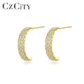 CZCITY Sterling Silver 925 Zirconia Stud Stylish Hot Selling Trendy  Micro Scope Hook Earring Woman
