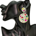 Hot Selling Round Shape Gold Plated Stud Earrings Multicolor Rhinestones Diamond Beads Drop Earrings for Women Jewelry Dangling