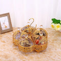 QIAN HU Luxury Eco-Friendly Engraved Golden Metal Vintage Candy Serving Tray Dry Fruit Plate Party Storage Chocolate Plates