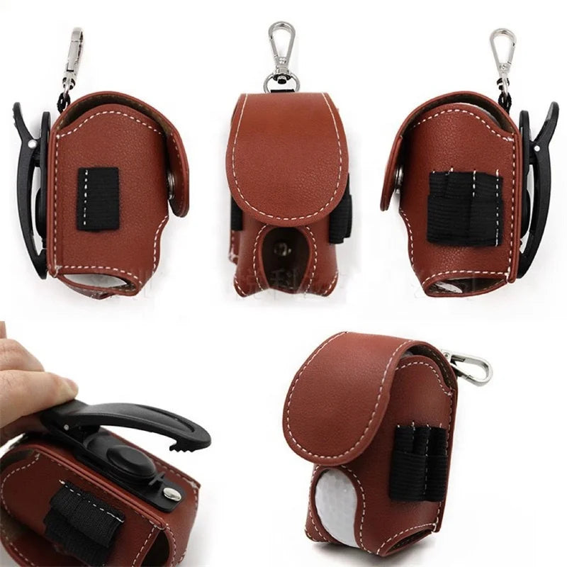 Wholesale Lightweight Portable Waterproof Synthetic Leather Sports Golf Ball Pouch Tee Holder Belt Waist Bag Storage Accessories