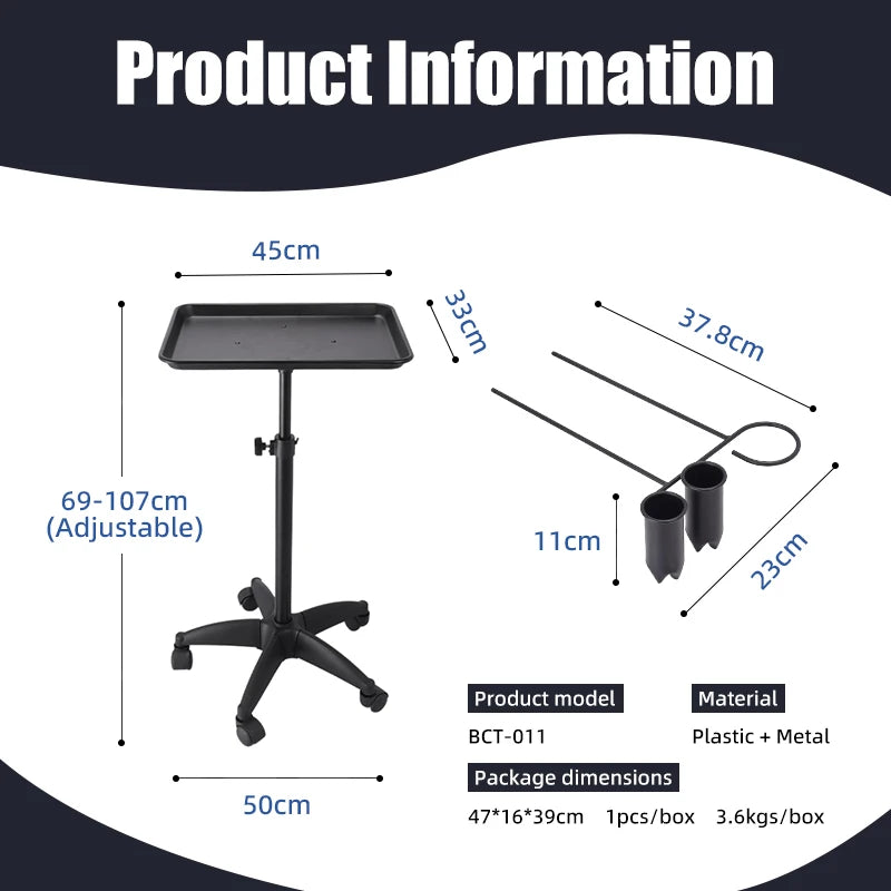 Modern Portable Beauty Salon Rolling Tray Bathroom Barber Trolley Cart Spa Equipment Aluminum Salon Cart
