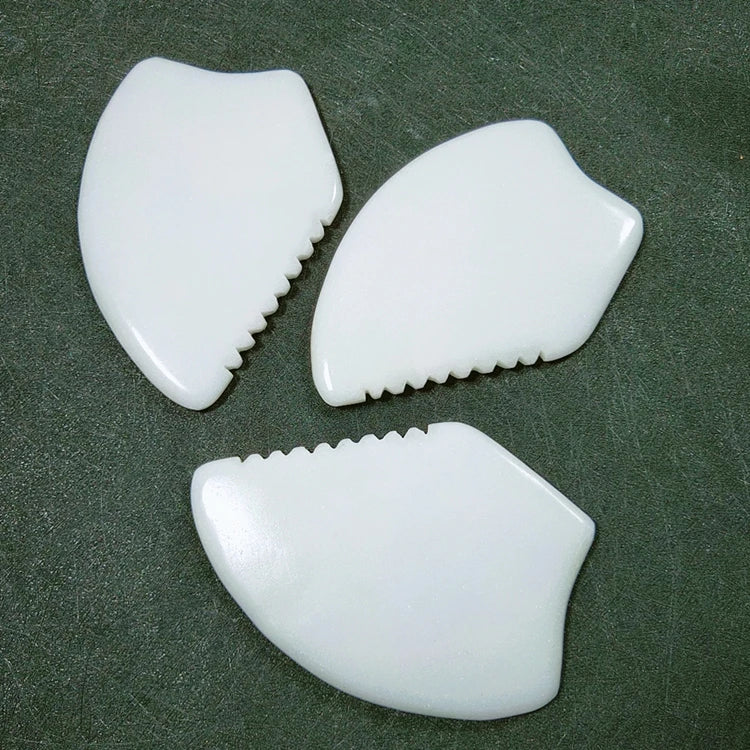 DIY White Jade Gua Sha Comb Gua Sha Crystal Heart Body Gua Sha Stone with Box