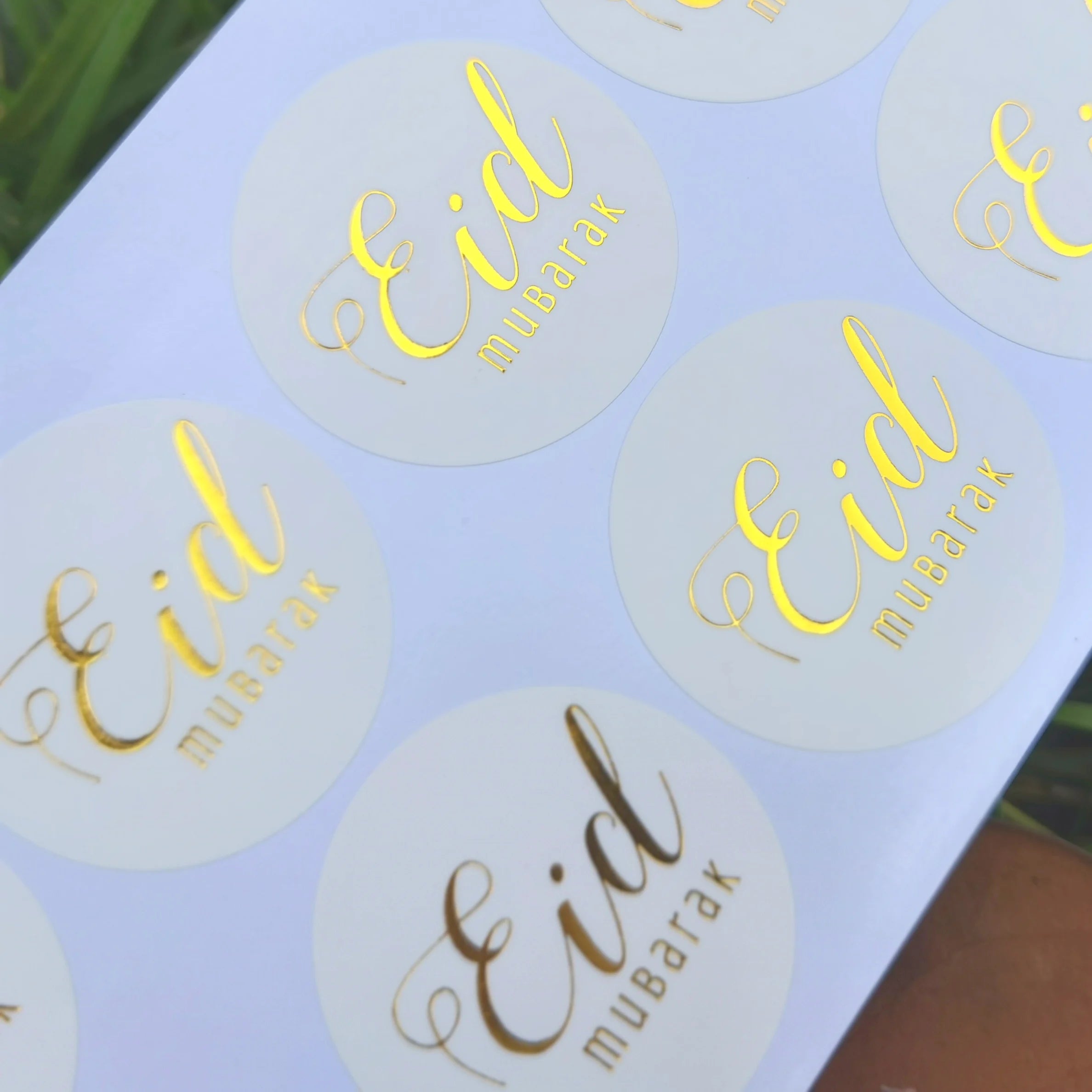 10pcs/set Rose Gold Silver Hot Stamping Gold Foil Eid Mubarak Stickers