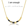 Personalized Gold Plated Morse Code Beads Women BFF Love Hope I Am Enough Necklace Jewelry With Card