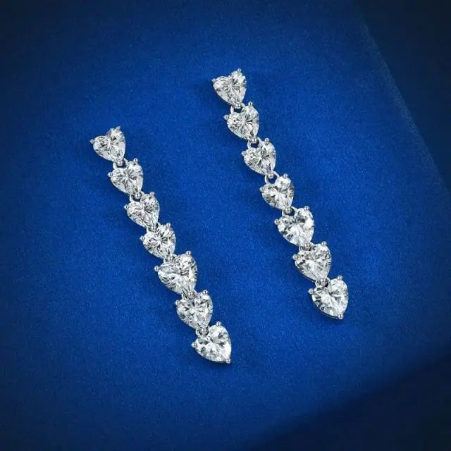 925 Sterling Silver Fashion Cubic Zirconia Diamond Heart Shape Tennis Trendy Earrings 2022