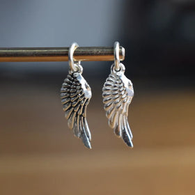 High Quality Diy Accessory S925 Sterling Silver Pendant Retro Delicate Carved Texture Wing Pendant for Necklace Bracelet Anklet