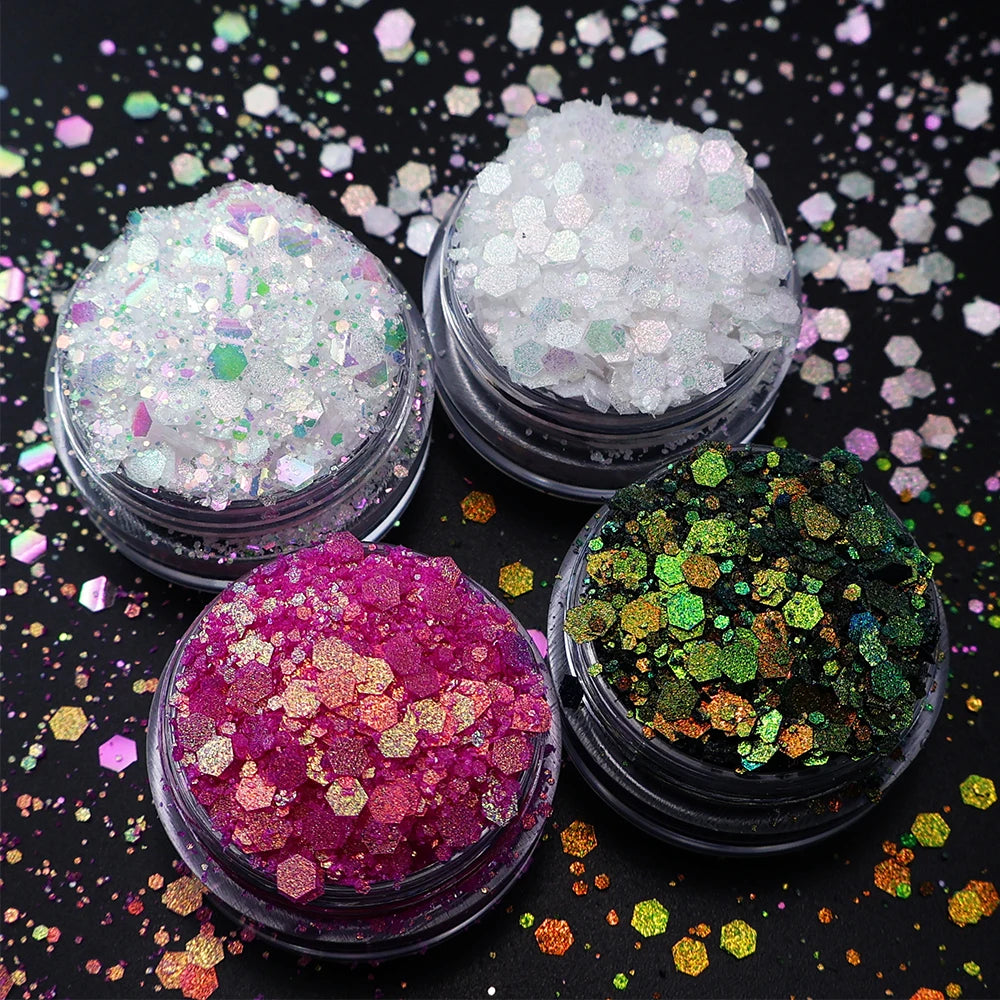 Chameleon Glitter Wholesale Chunky Mix Color Change Glitter for Resin Crafts Nails Art Color Shifting