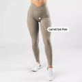 No Front Rise Running Butt Lifter Women Gym Active High Waisted V Cut Shape Fitness Yoga Leggings