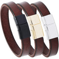Vintage Bracelet Alloy Casual Magnetic Buckle Glossy Mori Simple Cattle Leather Artistic Men's and Women Brown Multi Color 36PCS