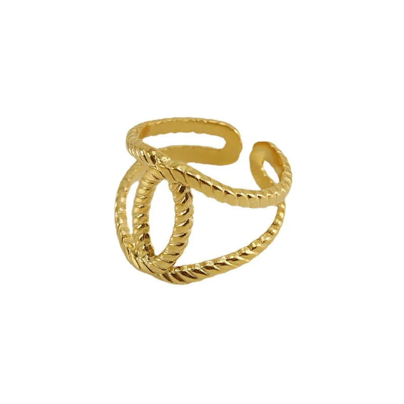 Bulk Waterproof Chic Eternity Stainless Steel Gold Plated Blank Open Cuff Design Finger Ring Jewelry