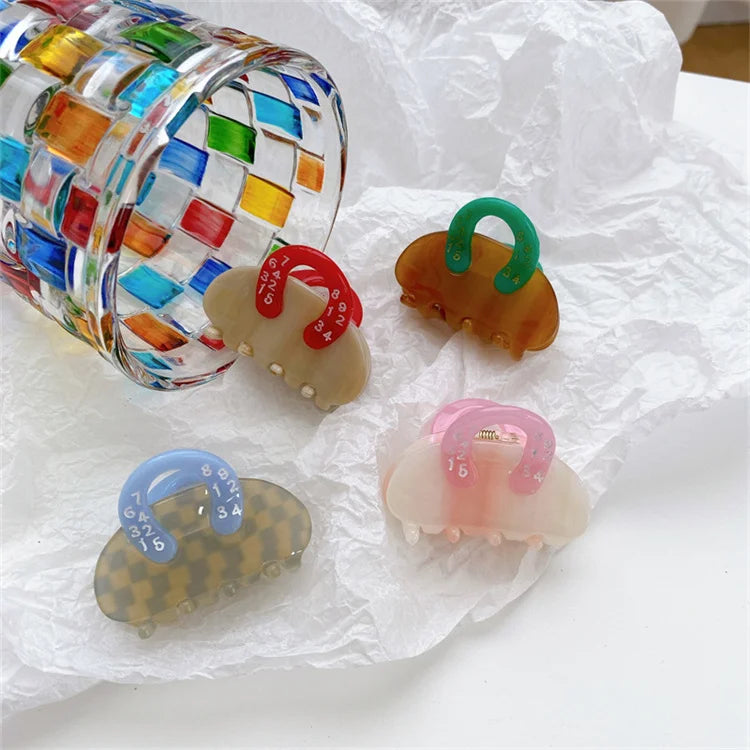 Acetate Fashion Women Hair Clips Accessories 4.5cm Designer Numbers Checkered Bag Shape Acetic Acid Hair Claw
