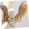 Dainty Non Tarnish Jewelry 18k Gold Plated Multi Colors Rectangular Shape Cubic Zirconia Bracelet Stainless Steel Bracelets