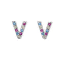 Minimal 26 Letter Earring 925 Sterling Silver CZ Initial Stud Alphabet Earring