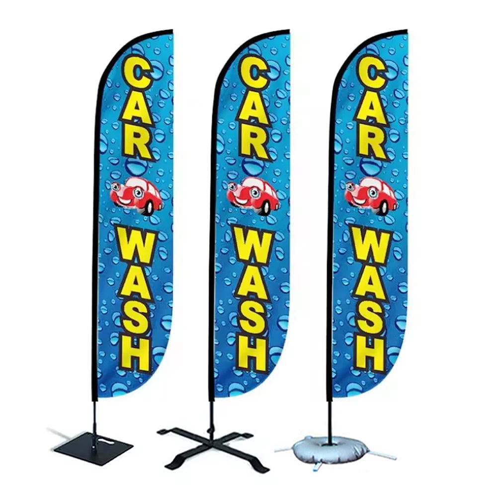Hot Selling Custom Outdoor Advertising Double-sided Feather Flagpole Kit Base Beach Banners Car Wash Feather Flags