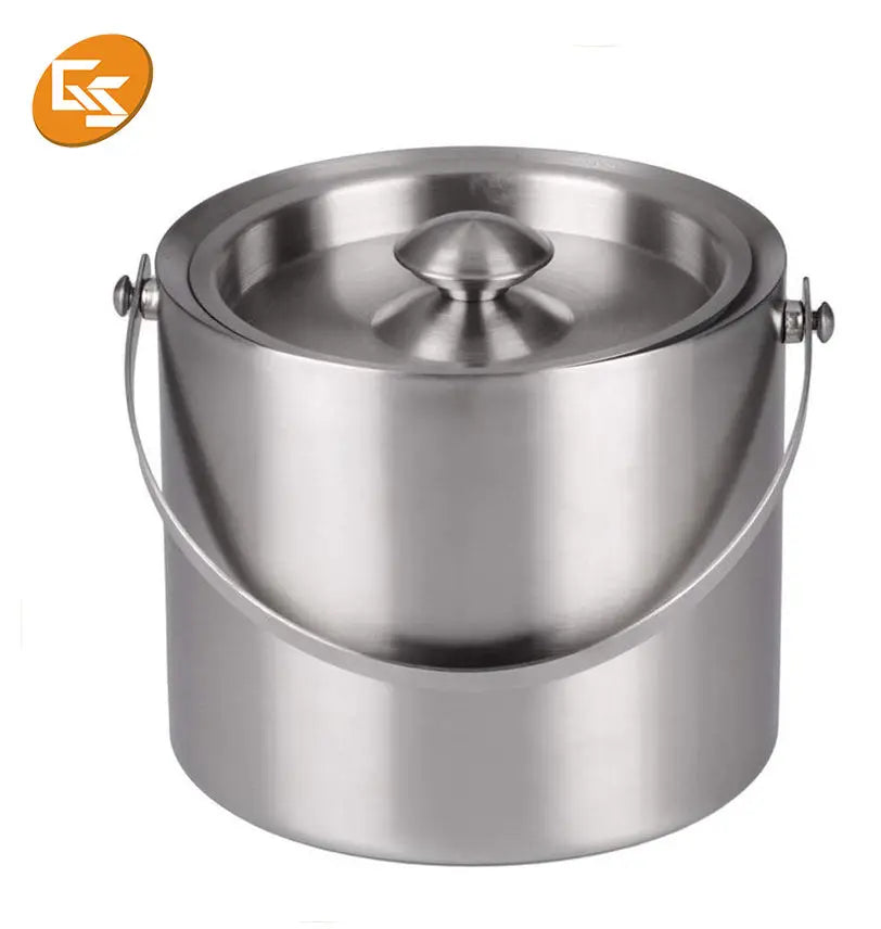 Hot Sale Classic Bar Accessories Double Wall Stainless Steel Ice Bucket Tongs Lid Customizable Color 3L Capacity Custom Logo