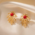 Waterproof Sea Element 18k Gold Plated Stainless Steel Geometric Seaweed Jellyfish Shape Ocean Series Earrings for Women