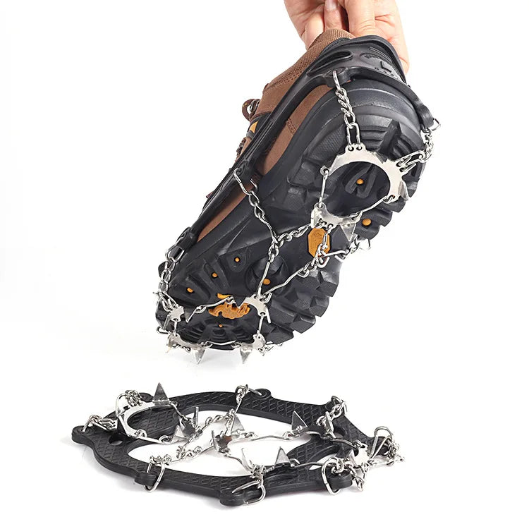Crampons Ice Traction Cleats Snow Grips for Boots and Shoes Anti Slip 19/23 Teeth Stainless Steel Spikes Trekking or Hiking
