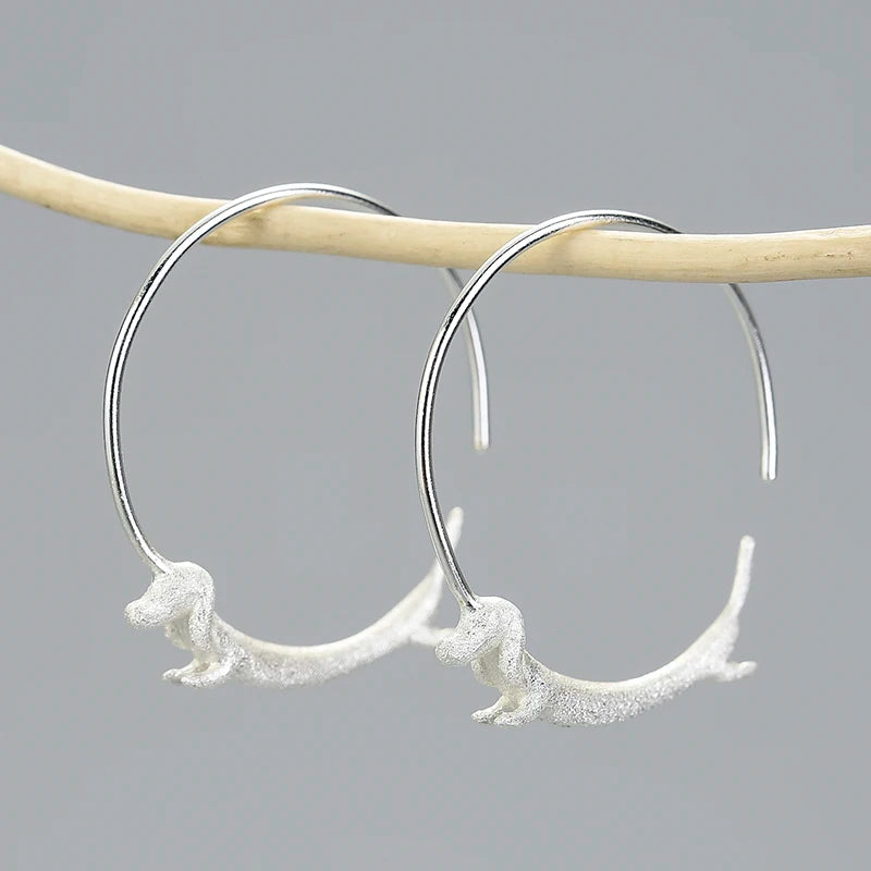 Lotus Fun New Arrivals 925 Sterling Silver Hoop Earrings 18k Gold Plated Women Dog Earrings