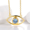 Luxury 18K Gold Plated Jewelry Stainless Steel Chain Chocker Gemstone  Blue Eyes Zircon Pendant Necklace for Women