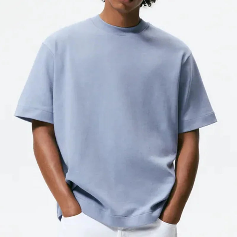 Men's Heavy Cotton t Shirt High Quality Custom LOGO Desgin Blank Oversized Drop Shoulder Rib O-neck Luxury t Shirt for Men