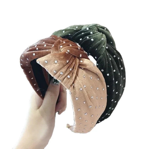 Fashion Girls Headband Handmade Rhinestone pink Headband Ladies Middle Knot Turban Hair Accessories