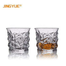 Stock 300ml Hand Blown Bar Crystal Cut Clear Diamond Whiskey Glass Cocktail Borubon Liquor Drinking for Glassware Glass