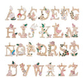 Enamel Letter Gold Alphabet Charms Metal Alloy Initial Flower Printed Floral A-Z Charm for Jewelry Making Charms Women