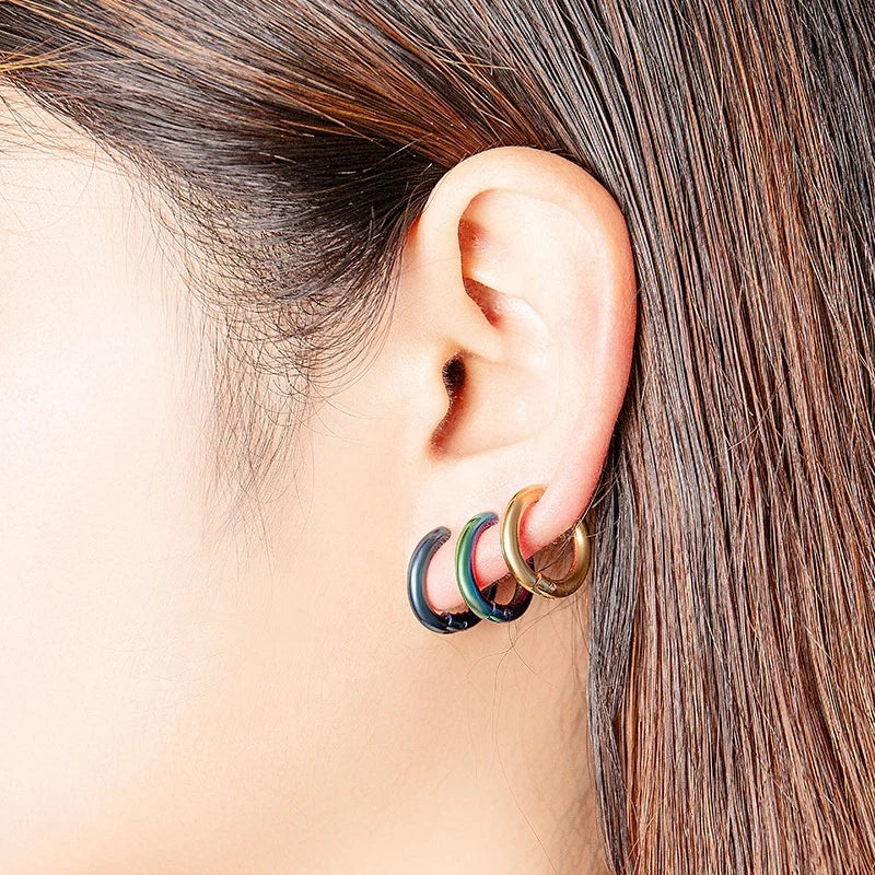 BMZ 2025 Top Grade PVD/IP/NT Plating Punk Hoop Earring New Fashion Trendy Women Jewelry Earring