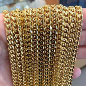 Custom 14K 18k Gold Plated Stainless Steel Necklace Multiple Width Length Link Women Mens Cuban Chain