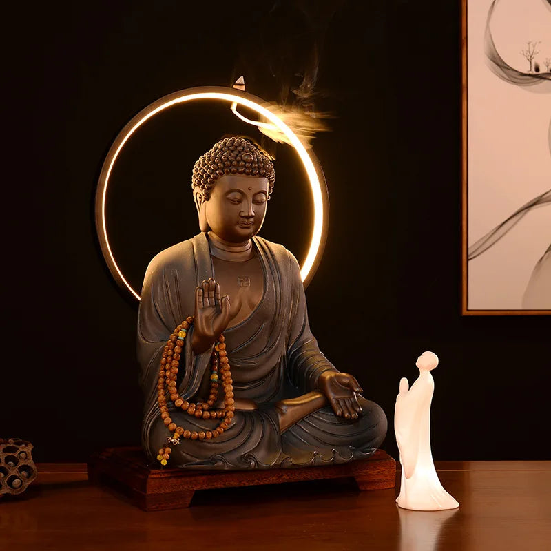 High Quality Buddha Shape Led Ring Electricity Incense Burner for Yoga Spa Home Decor