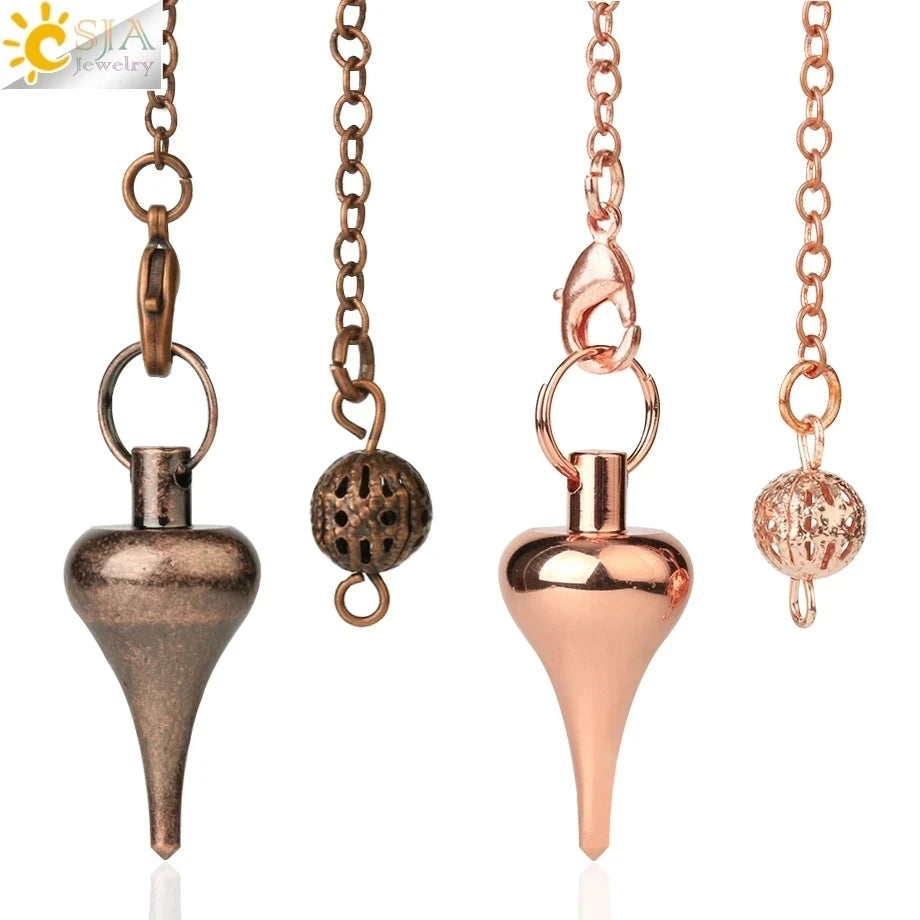 CSJA Hot Sale Pendulum for Dowsing Divination Antique Copper Metal Pendant Pendule Swing Point Energy Jewelry G598