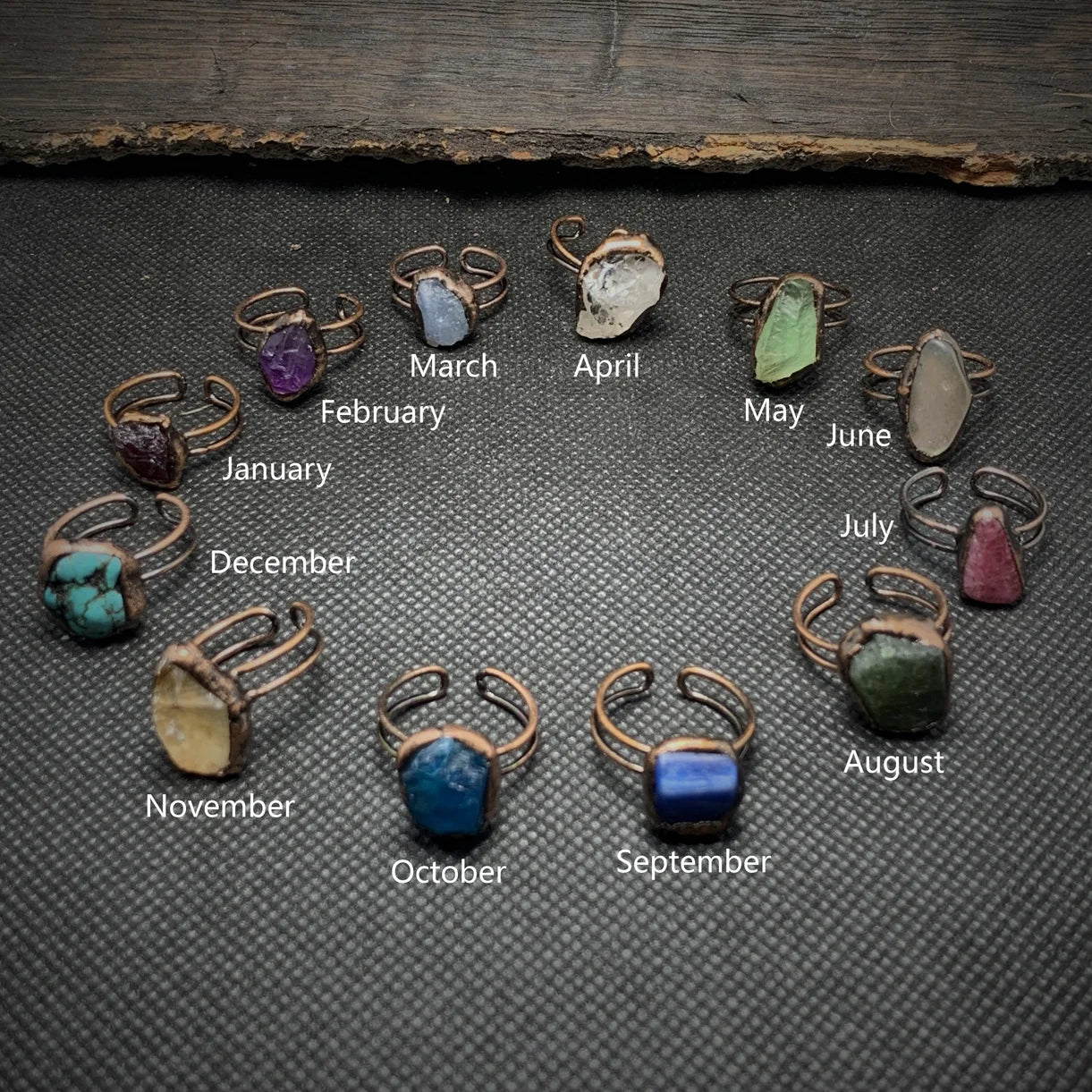 Natural Single 12 Zodiac Gemstone Blue Kyanite Crystal Birthstone Ring Antique Bronze Adjustable Fashion Rings Women Men Jewelry