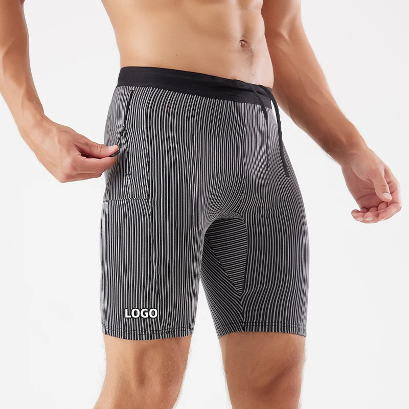 Men's Sporty Solid Marathon Running Compression Shorts Quick-Dry Athletic Training Shorts for Summer for Track Field Sports