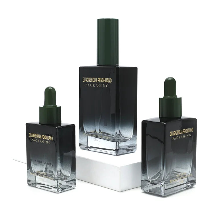 15ml Glass Olive Oil Square Bottle 30ml Serum Essential Oil Bottle 50ml Spray Diffuser Cosmetic 100ml Glass Dropper Bottles
