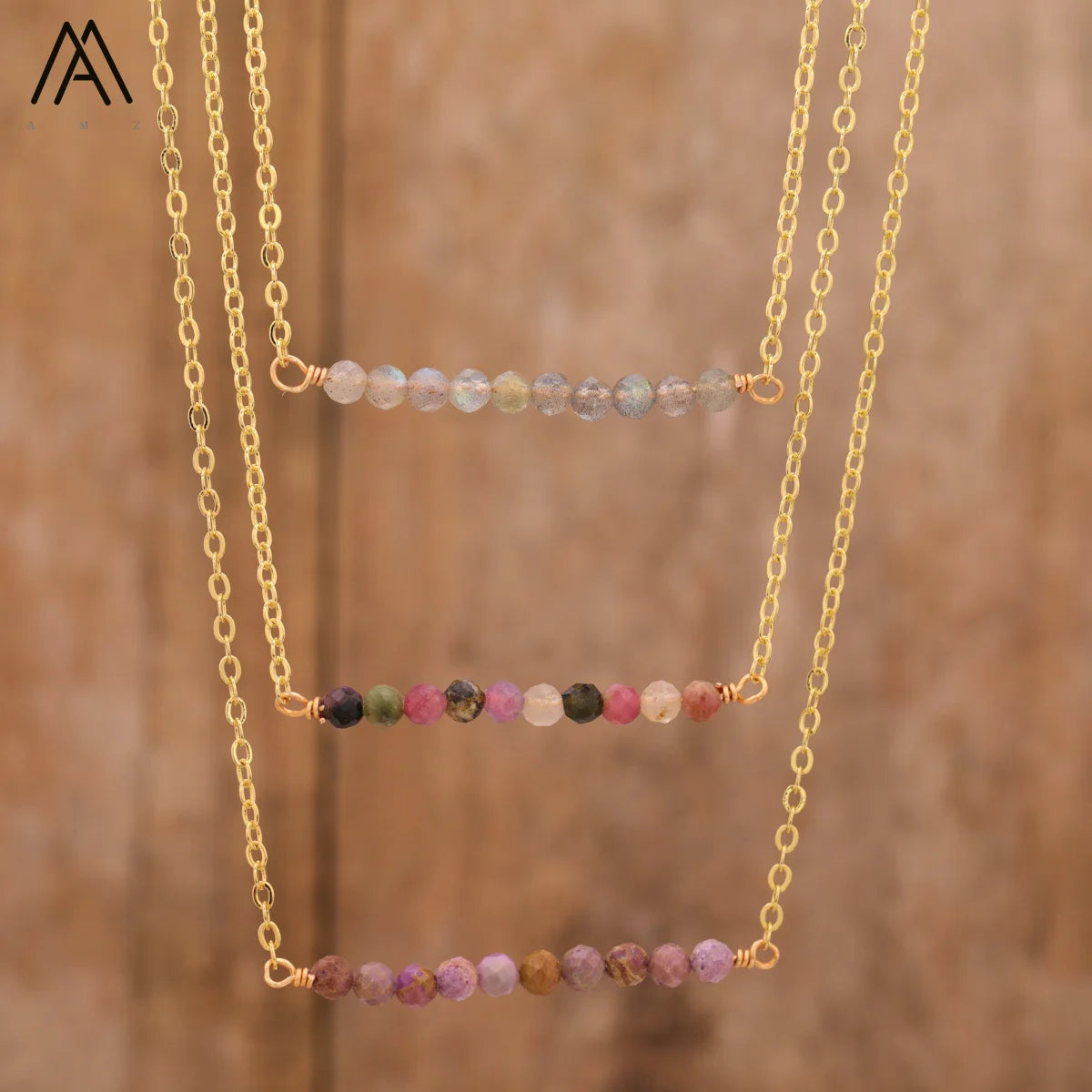 Classic Bohemian Style Crystal Faceted Stone Bead Necklace Natural Fashion Jewelry for Gift or Engagement