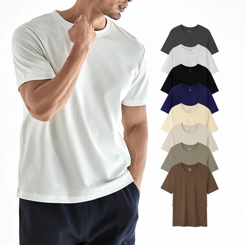 Summer Custom Logo Basic Daily Wear Pima Cotton T Shirts Premium Cotton 200gsm T Shirt Long-staple Cotton T-shirts