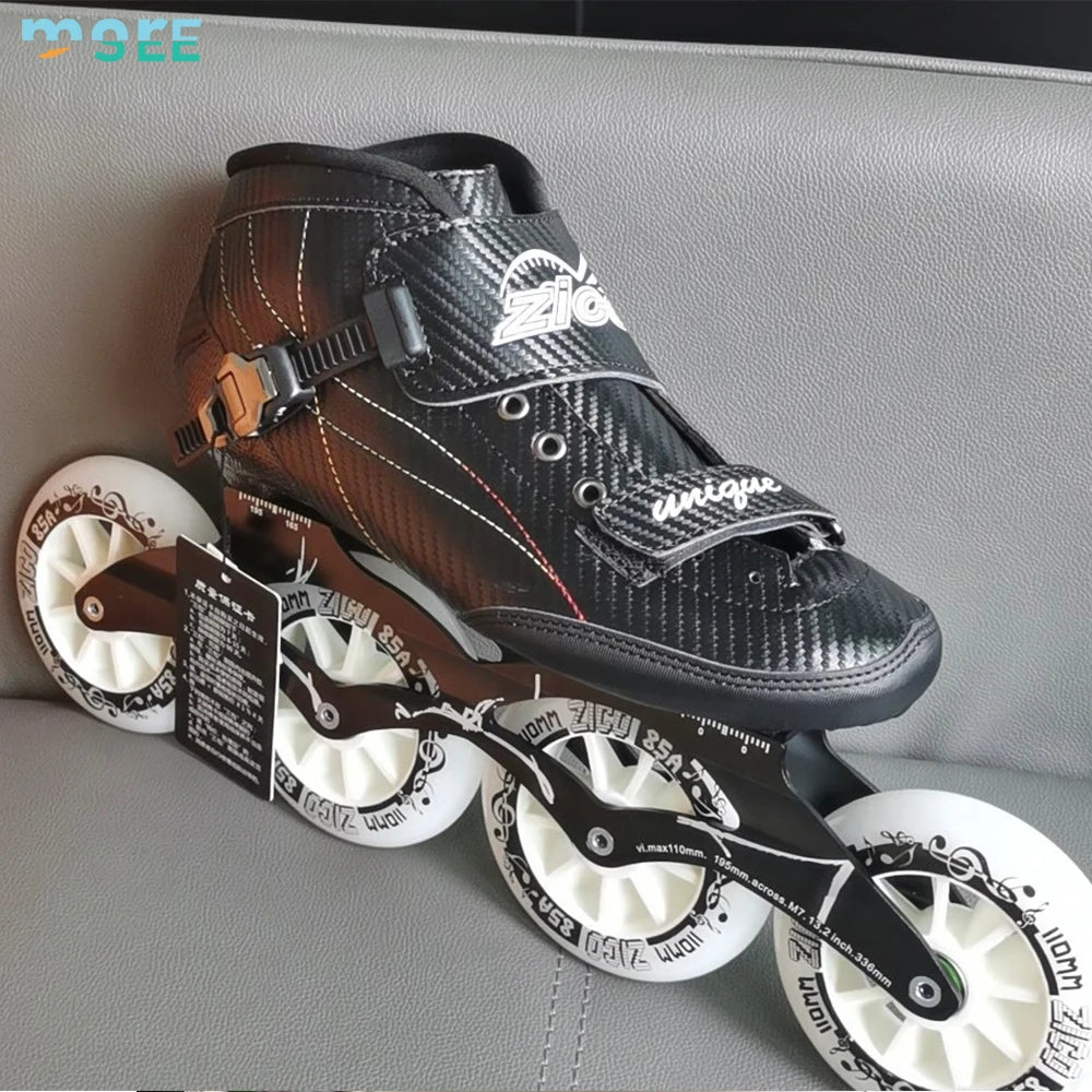 SeeMore Inline Professional 3 Wheels 4 Wheels Speed Skating Shoes Carbon Fiber Inline Speed Skates Boots Roller Speed Skates