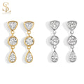 High-Quality Fashion Brass Plated With 18K Gold and Platinum Zirconia Teardrop Fringe Pendant Earrings Women's Jewelry Wholesale