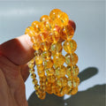Natural 6MM 8MM 10MM 12MM Gemstone Citrine Crystal Quartz Round Bead Bracelets Reiki Energy Yellow Crystal Bracelet