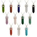 Factory Wholesale Natural Stone Crystal Necklace Women Bullet Shape Hexagonal Healing Point Quartz Turquoise Pendant Fine