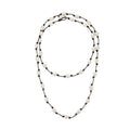 New Bohemian Brass Necklace or Waist Chain with 30 Threaded Natural Pearl Beads From 8mm to 9mm Strung on Black Cord for Party