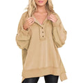 Womens Women's Oversized Sweatshirt Casual Long Sleeve Button Henley Neck Pullover Tunic Tops Outfits