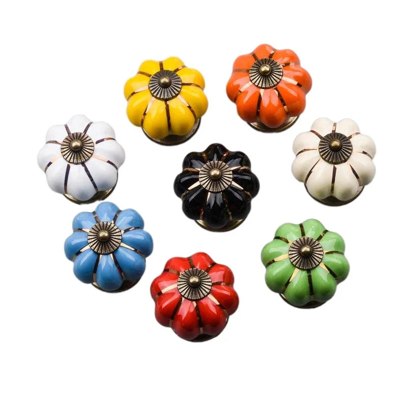 Lovely Children's Furniture Handles Porcelain and Ceramic Pumpkin Shape Pull for Cabinets and Drawers for Kitchen Wardrobes