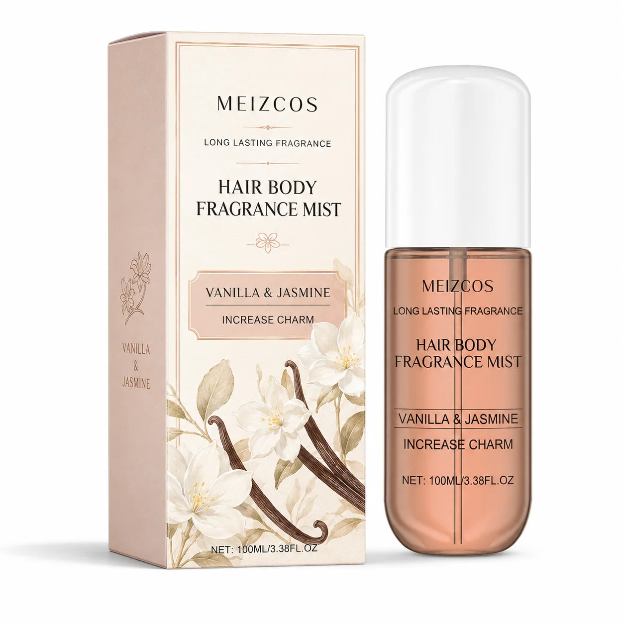 OEM ODM Custom Logo 100ml Vanilla Jasmine Hair Body Fragrance Mist Long Lasting Lightweight Non Greasy Perfume Spray