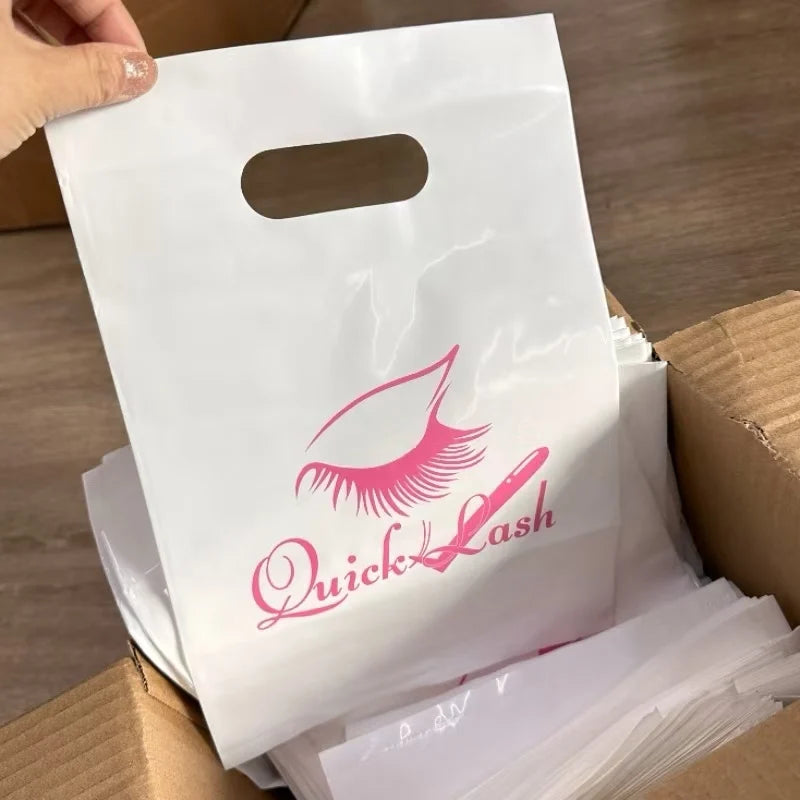 Custom Logo Printed Fold Plastic Die Cut Handle Carry Shopping Packaging Bags for Boutique Retail Shopping