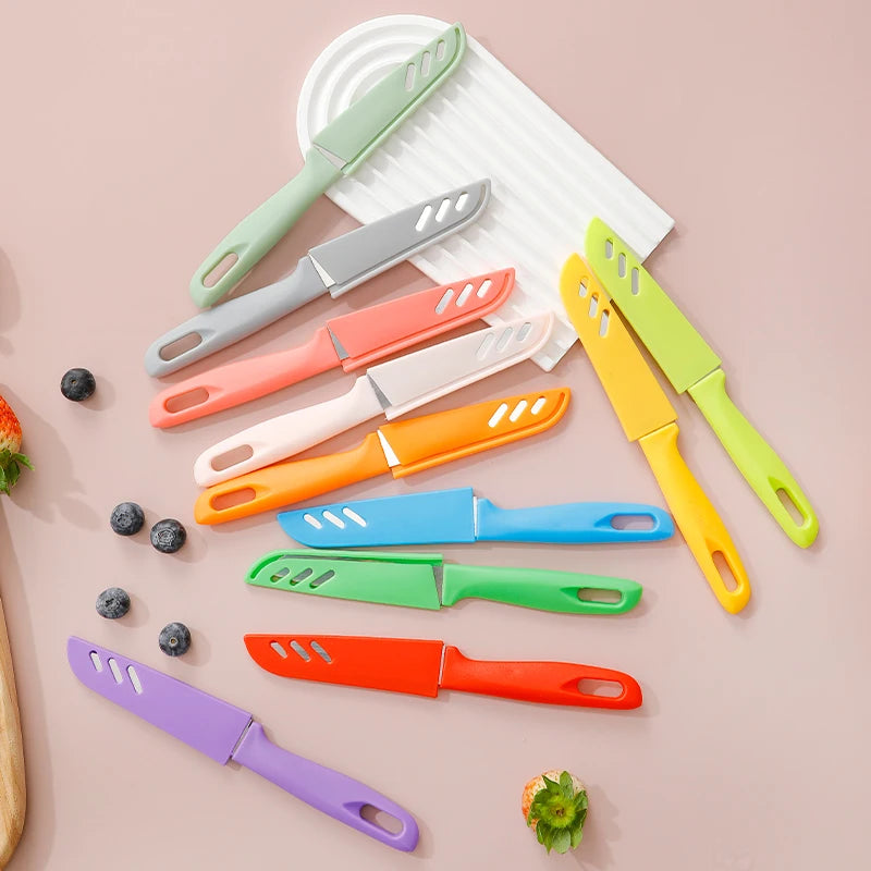 Chinese Style Stainless Steel Fruit Paring Knife with Colorful Plastic Handle and Non-Stick Coating