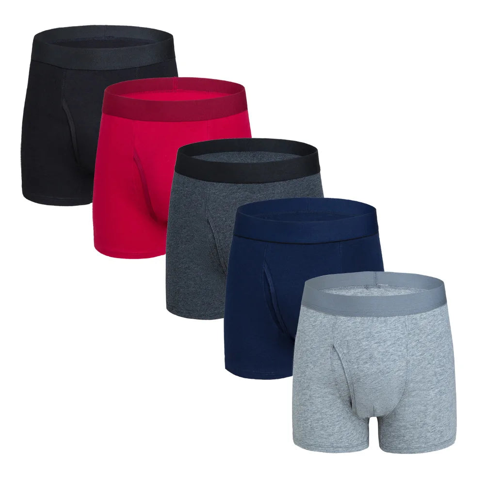 Solid Color Mid-Rise Men's Boxer Briefs Comfortable Breathable Soft Basics Classical Boxershorts with Print Pattern Stock Lot