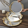 2026 Qian Hu Light Luxury Eco-Friendly Polished Metal Cast Iron Fruit Plate Cake Baking Storage Tray for Coffee Shop Restaurant