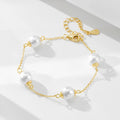 Luxury S925 Sterling Silver Gold Plated Chain Classic Pearl Bracelet for Women Jewelry